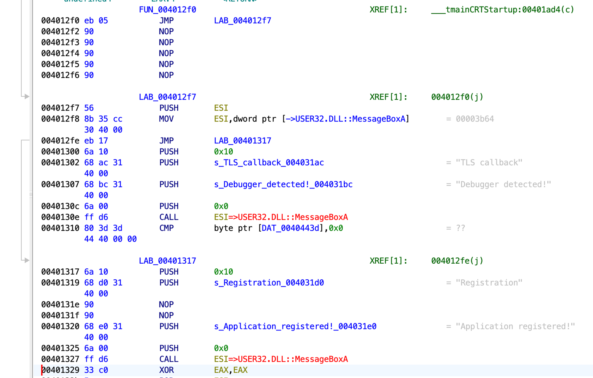 Patched instructions