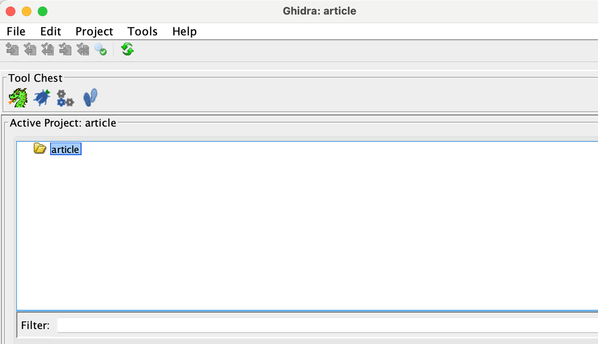 Project view in Ghidra