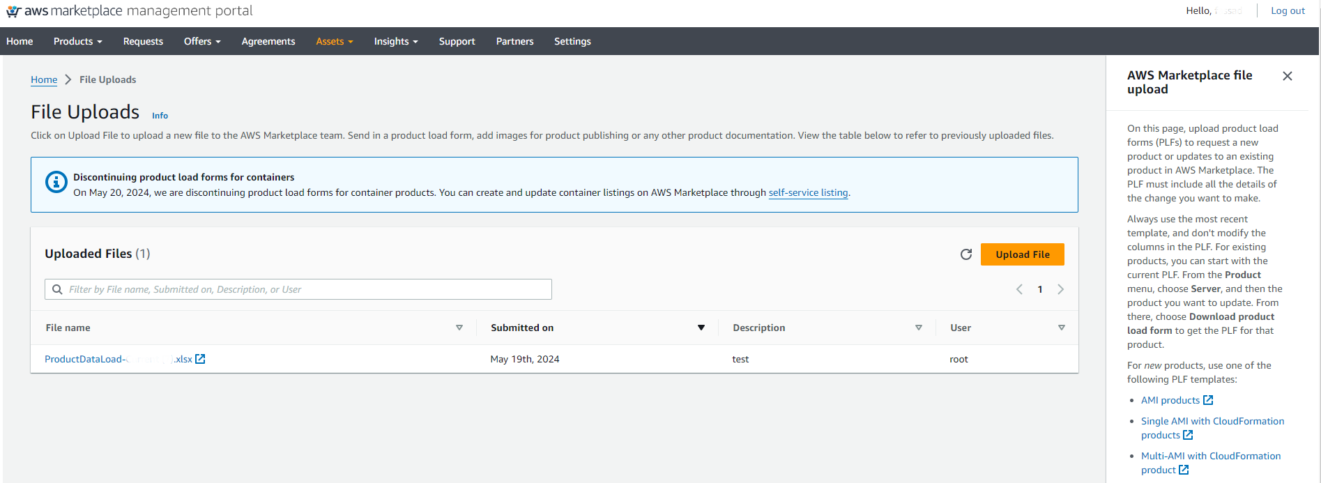 Uploading the product form to AWS