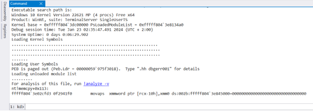 Contents of the small memory dump file