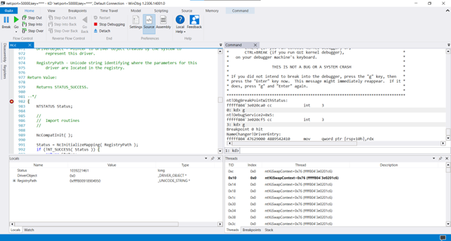 Stopping WinDbg on the DriverEntry function