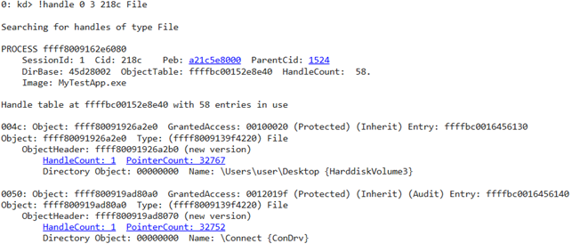 Running the !handle command