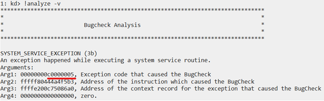 Information about the system crash
