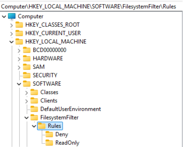 Custom rules for our minifilter driver