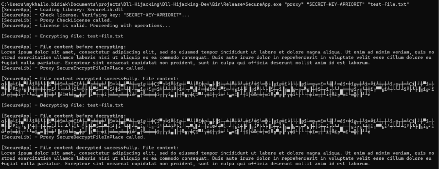 Loading the proxy DLL that communicates with the real DLL