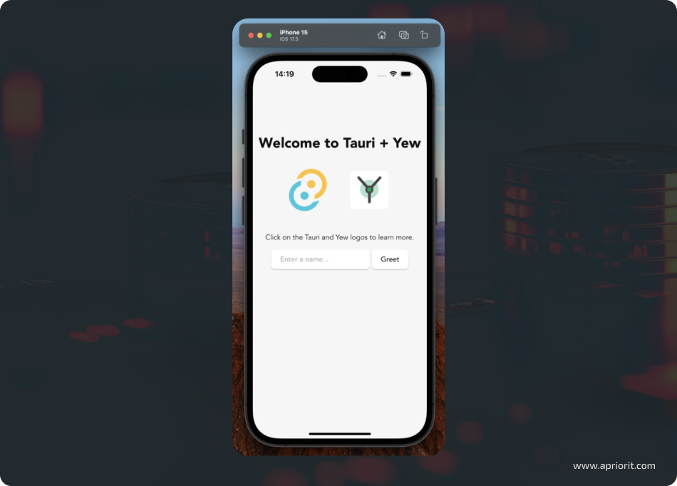 Rust app running in an iOS simulator