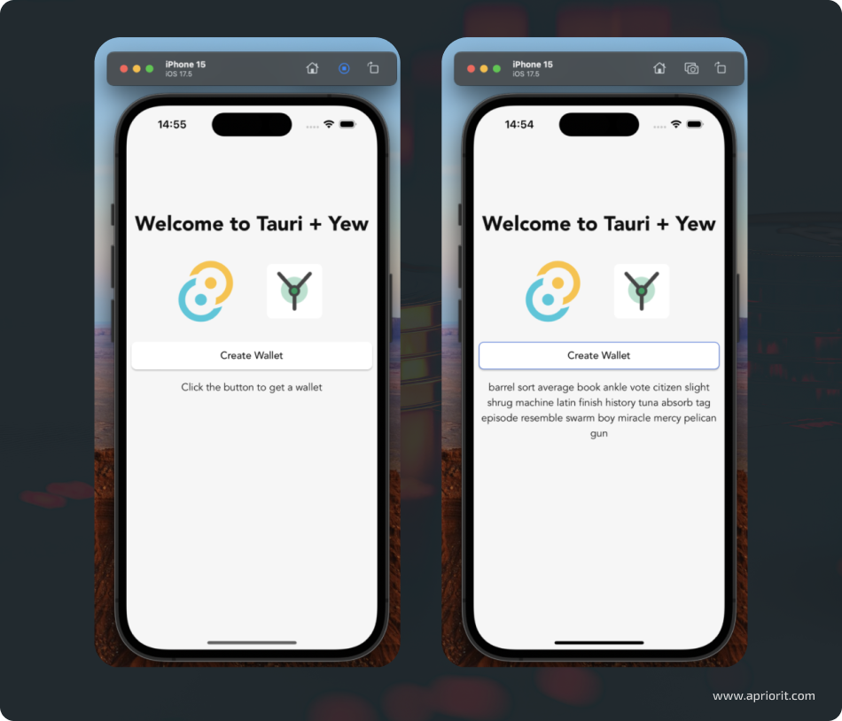 Creating a wallet on iOS
